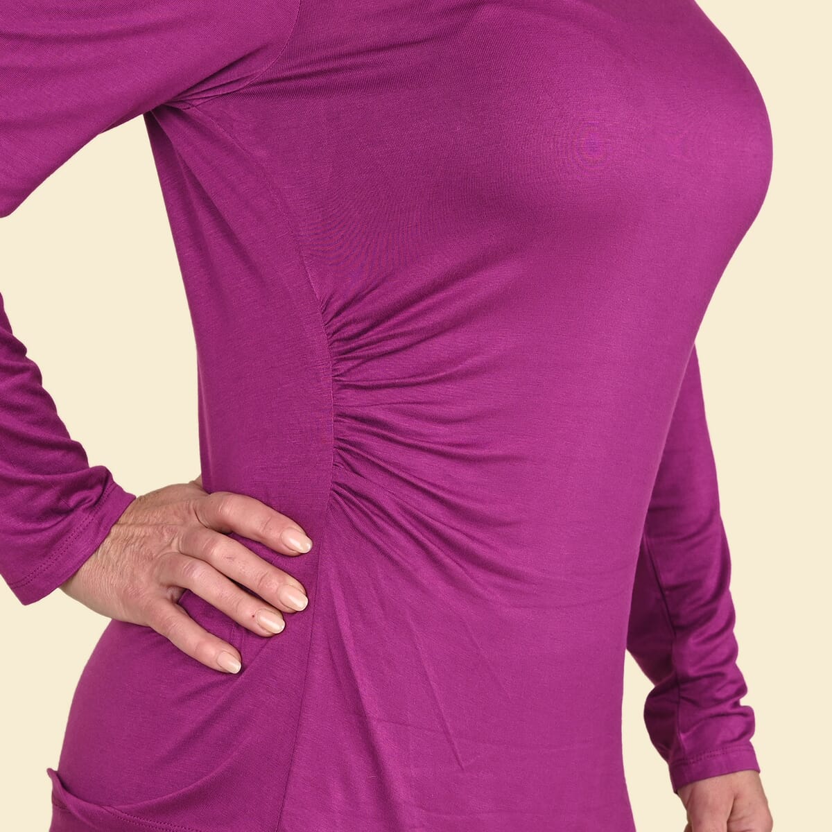 Tamsy Violet Long Sleeve Drape Top - Large image number 4