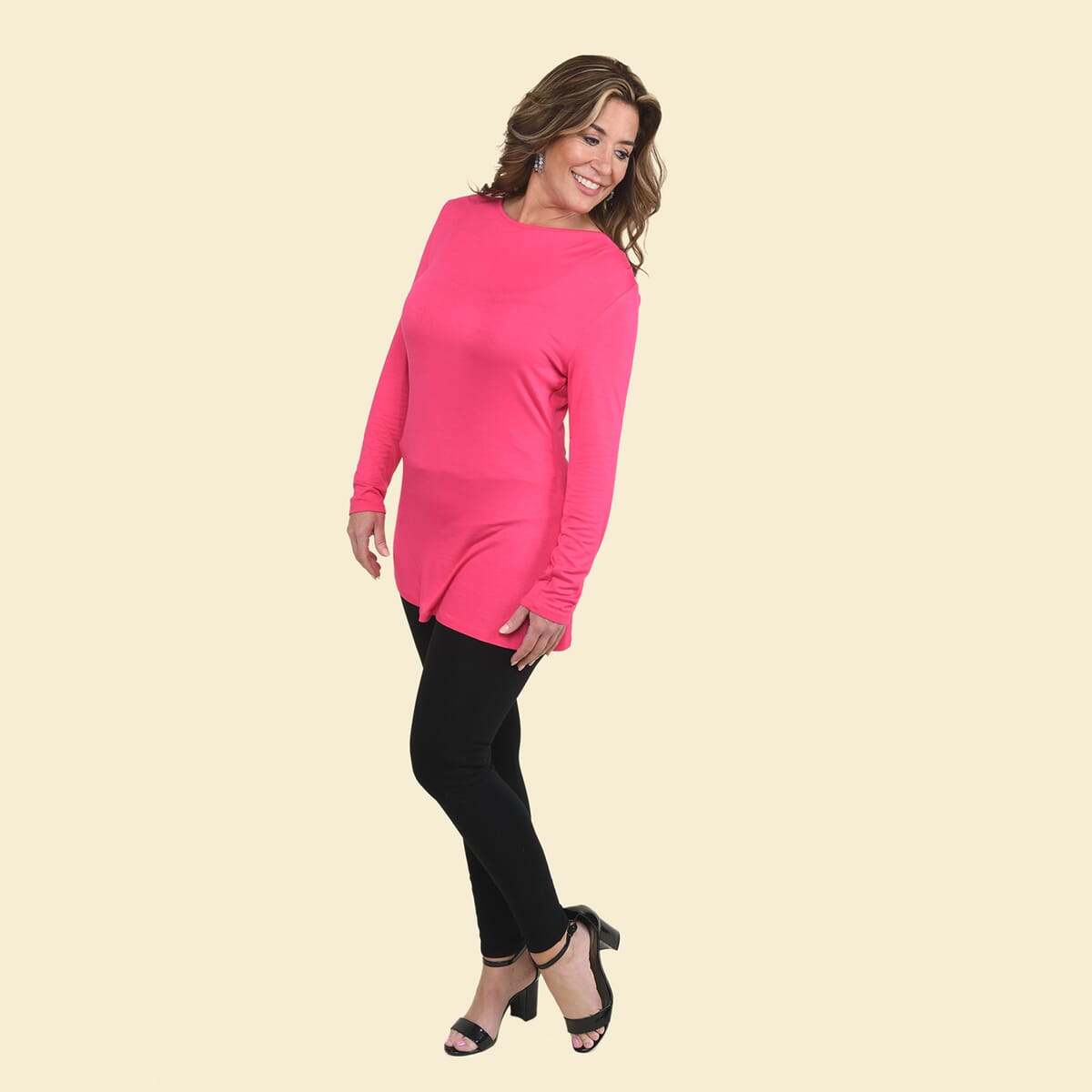 Tamsy Pink Long Sleeve Drape Top - Large image number 3