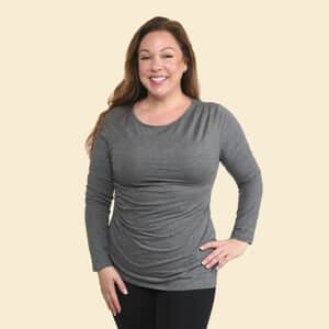 Tamsy Gray Long Sleeve Drape Top - Medium