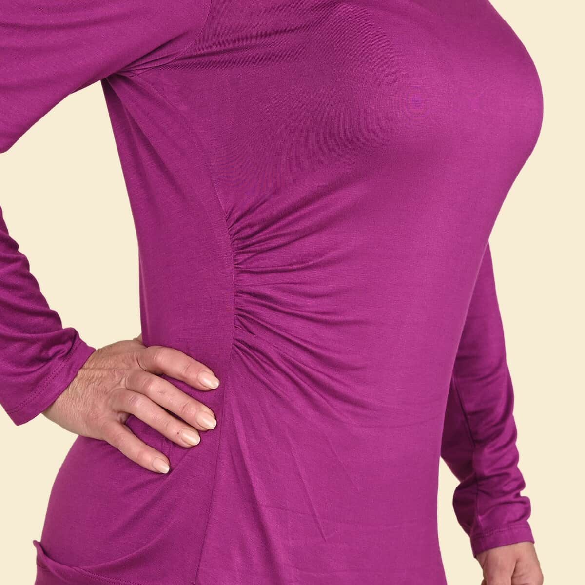 Tamsy Violet Long Sleeve Drape Top - Medium image number 4