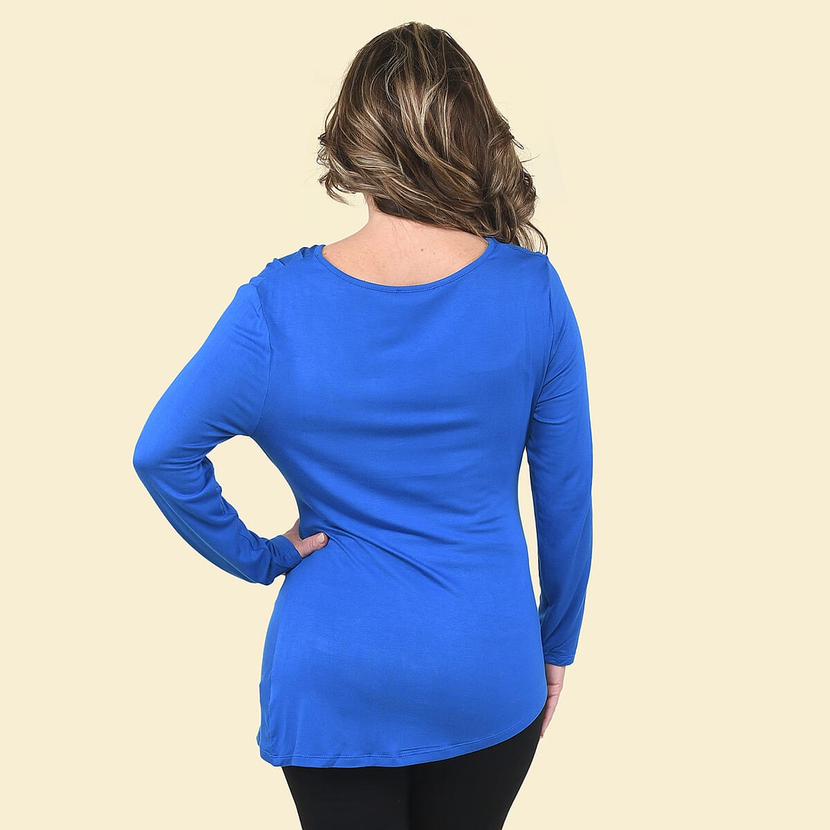 Tamsy Blue Long Sleeve Drape Top - Medium image number 1