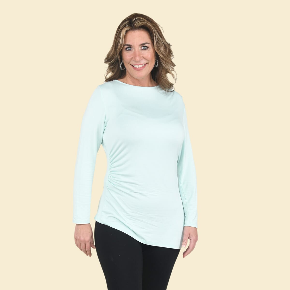 Tamsy Seafoam Long Sleeve Drape Top - Medium image number 0