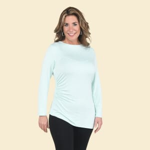 Tamsy Seafoam Long Sleeve Drape Top - Medium