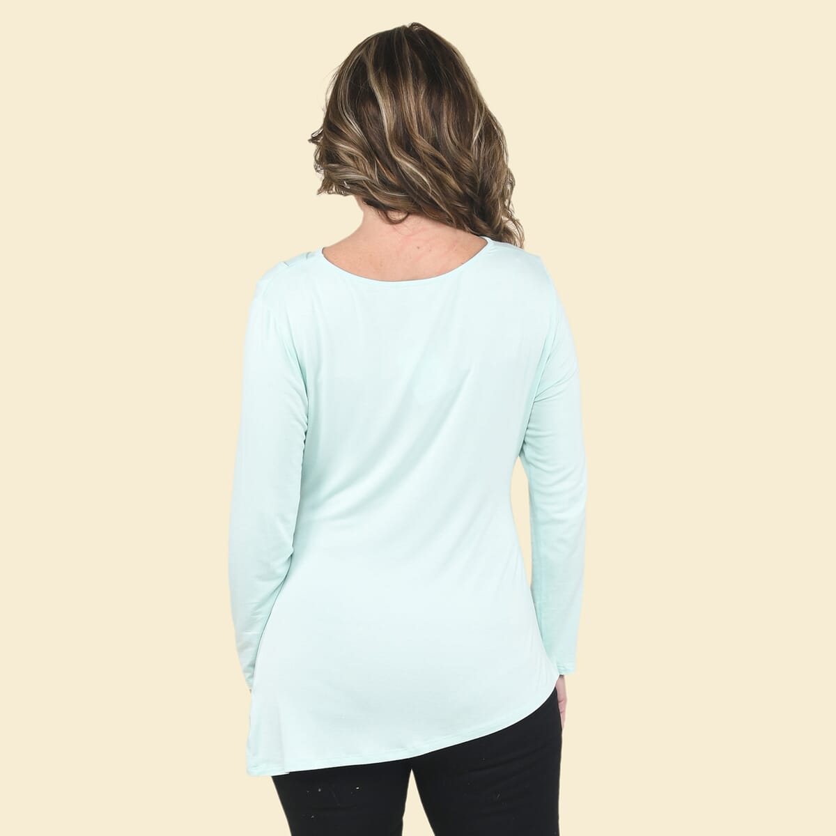 Tamsy Seafoam Long Sleeve Drape Top - Medium image number 1