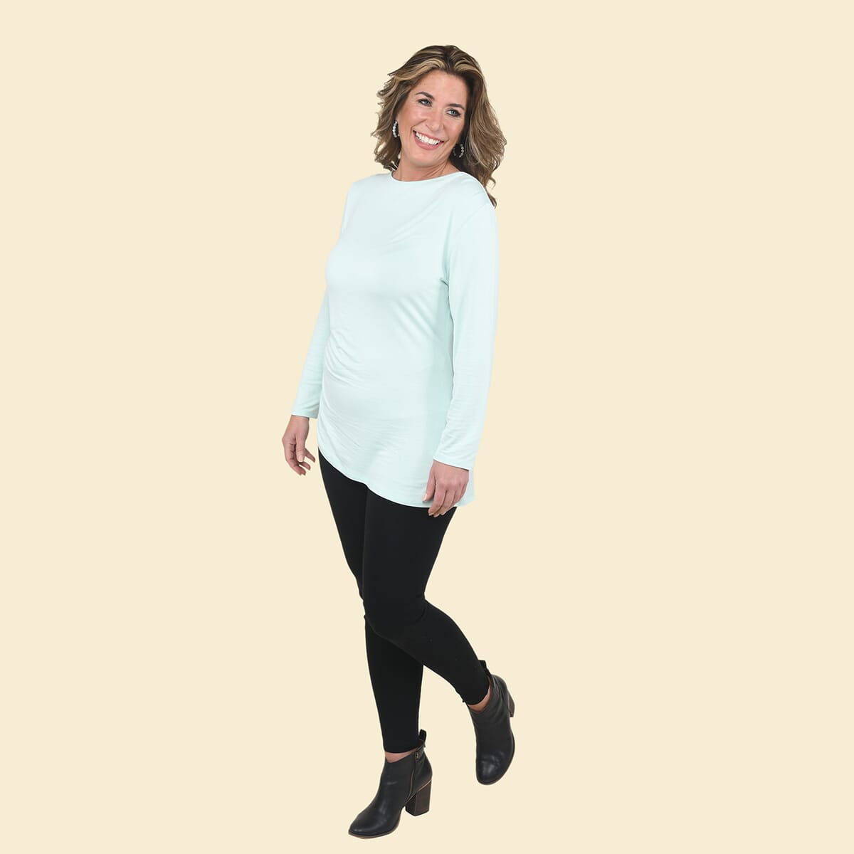 Tamsy Seafoam Long Sleeve Drape Top - Medium image number 3