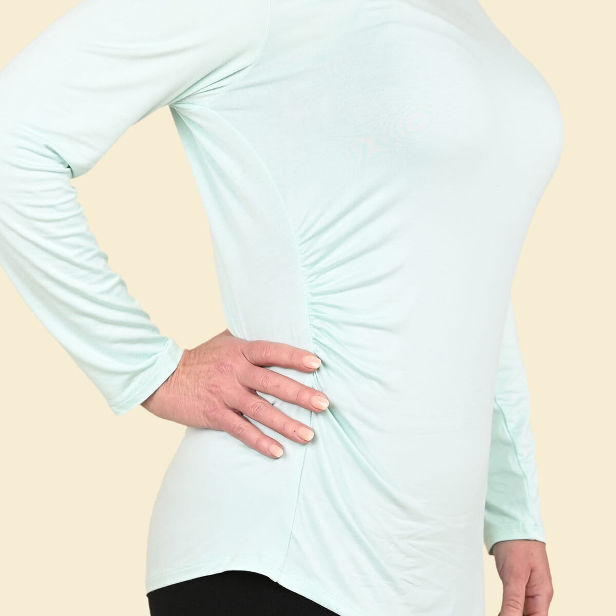 Tamsy Seafoam Long Sleeve Drape Top - Medium image number 4
