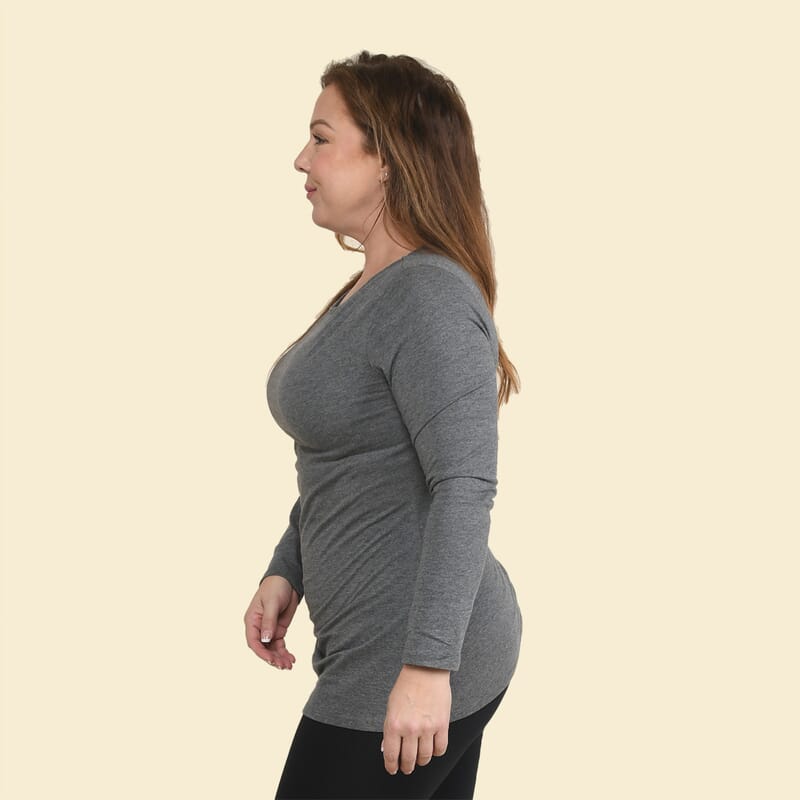 Tamsy Gray Long Sleeve Drape Top - Small