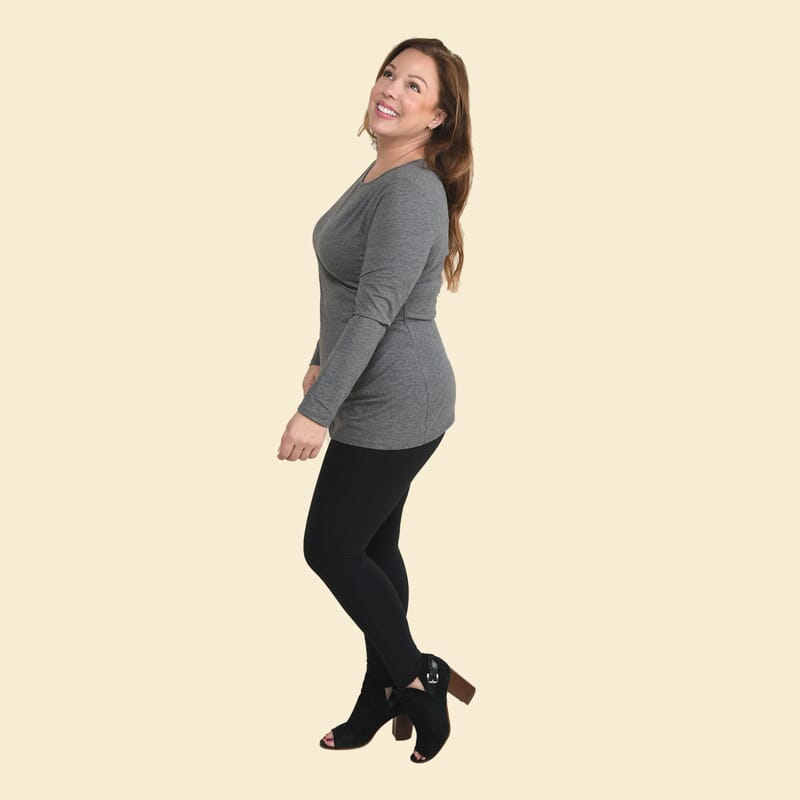 Tamsy Gray Long Sleeve Drape Top - Small