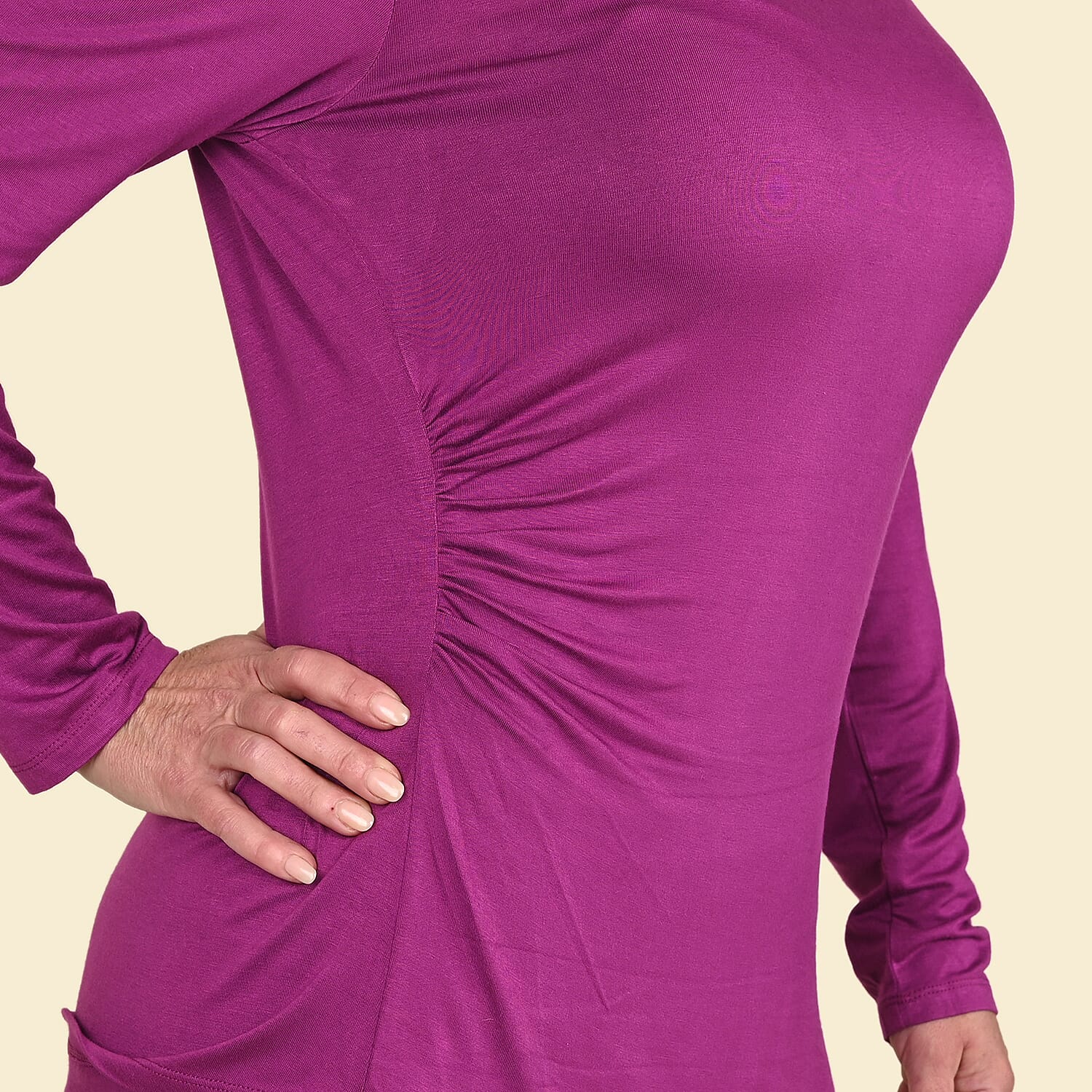 Tamsy Violet Long Sleeve Drape Top - Small
