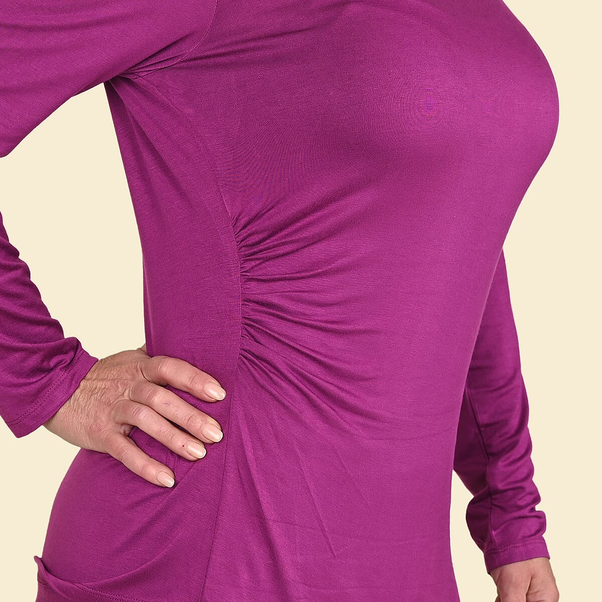 Tamsy Violet Long Sleeve Drape Top - Small image number 4