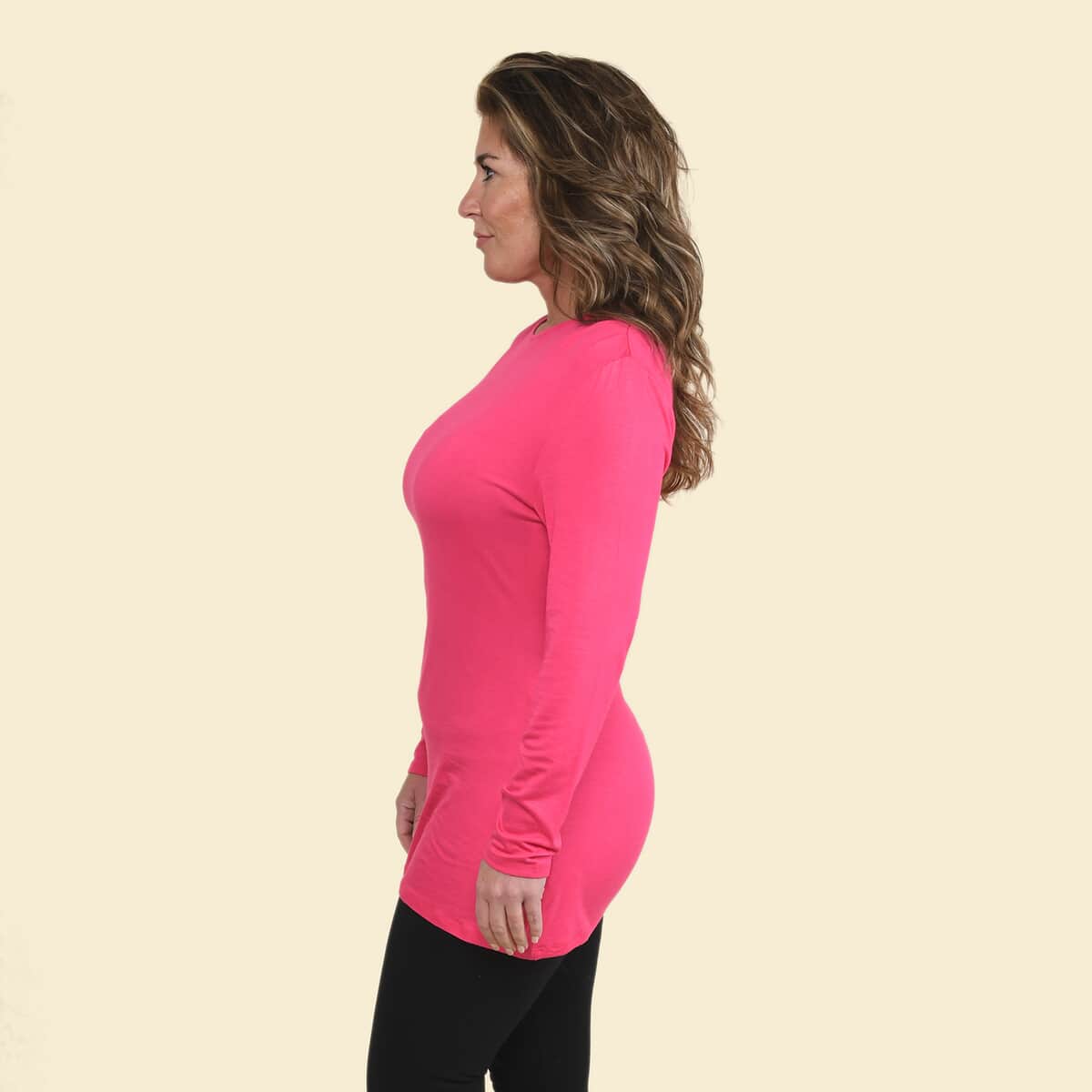 Tamsy Pink Long Sleeve Drape Top - Small image number 2