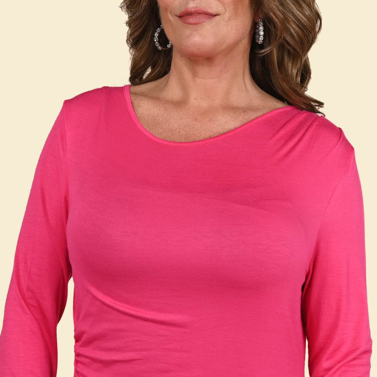 Tamsy Pink Long Sleeve Drape Top - Small image number 4