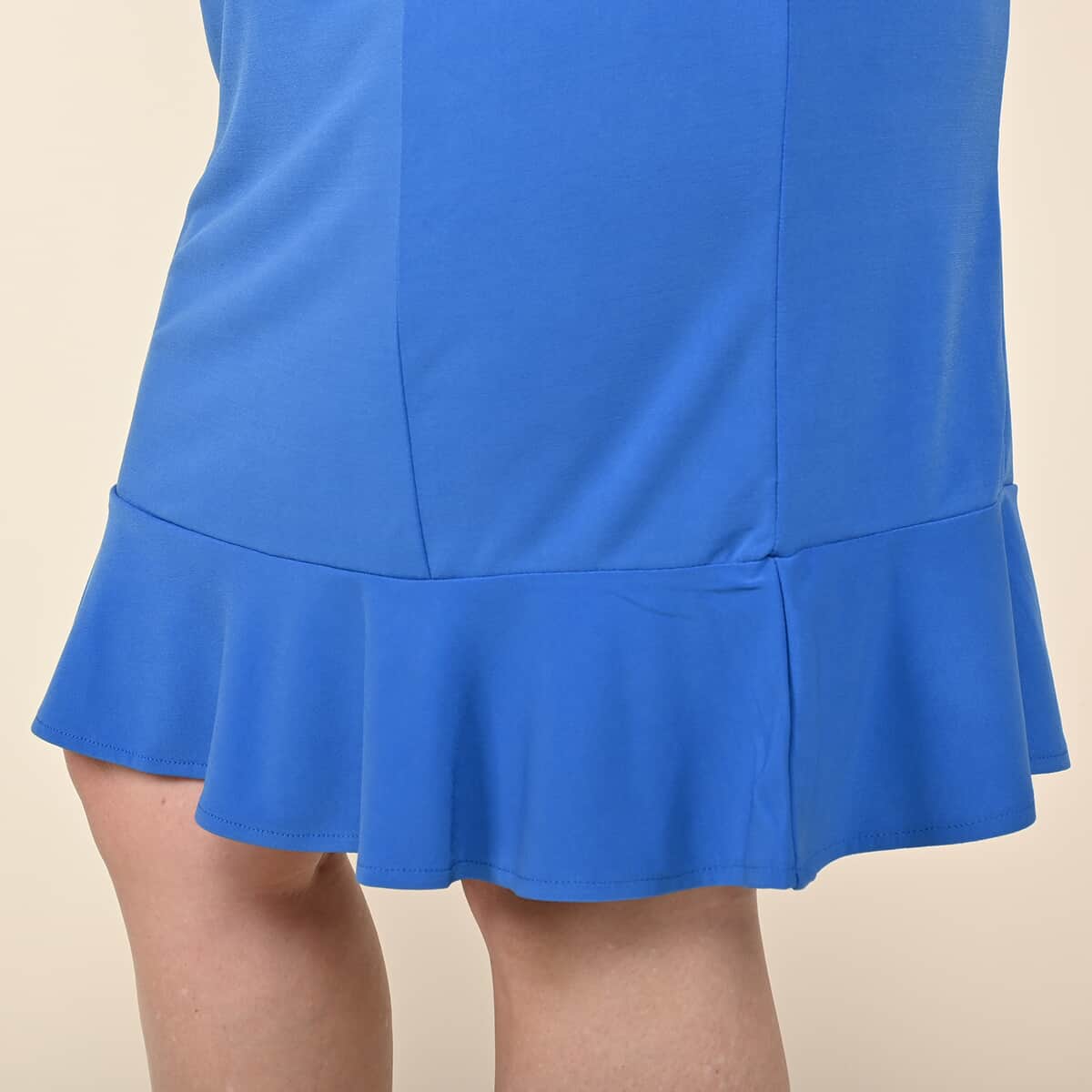 Tamsy Royal Blue Knit Skirt with Elastic Waist - Large image number 3