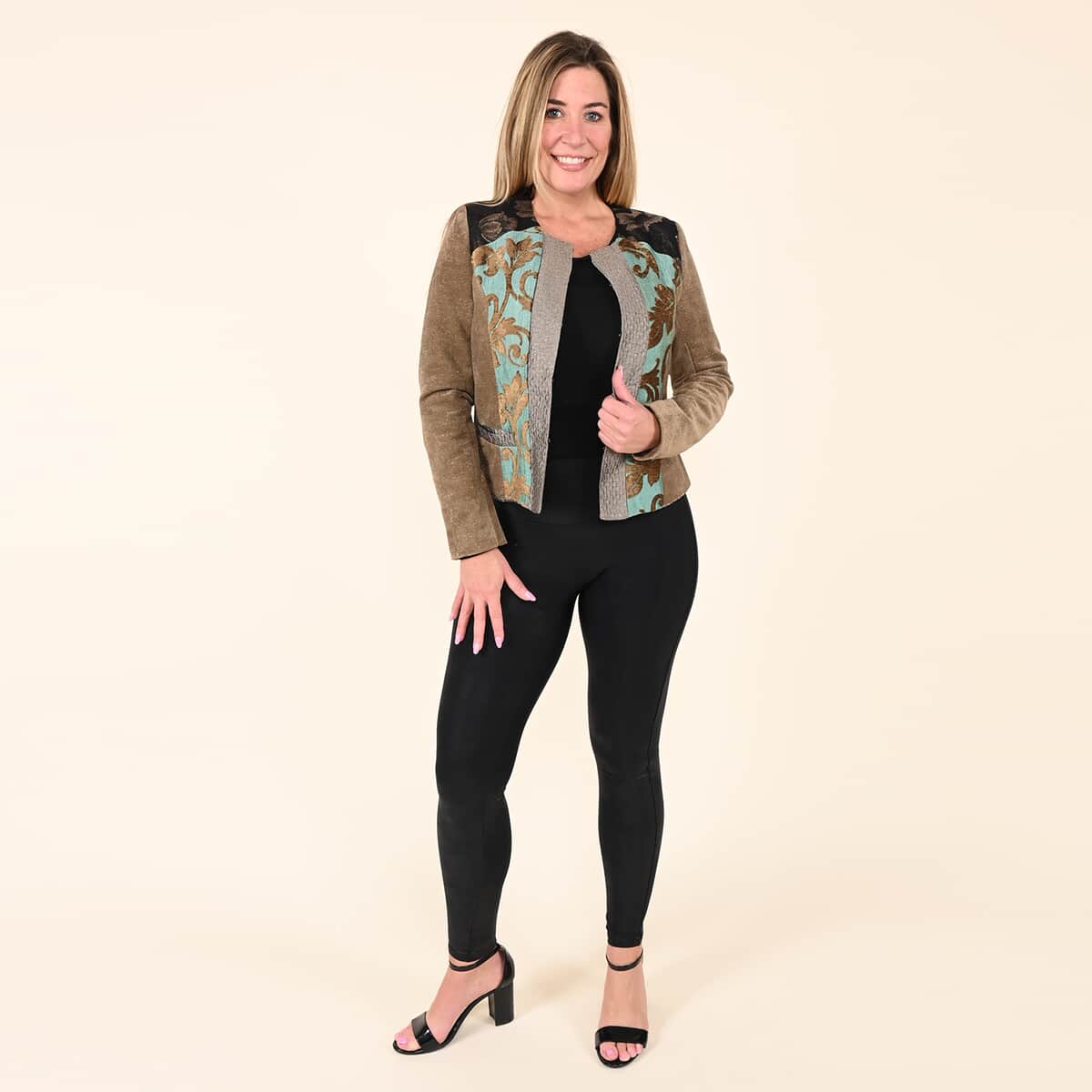 Tamsy Turquoise and Tan Baroque Jacket - XL image number 0