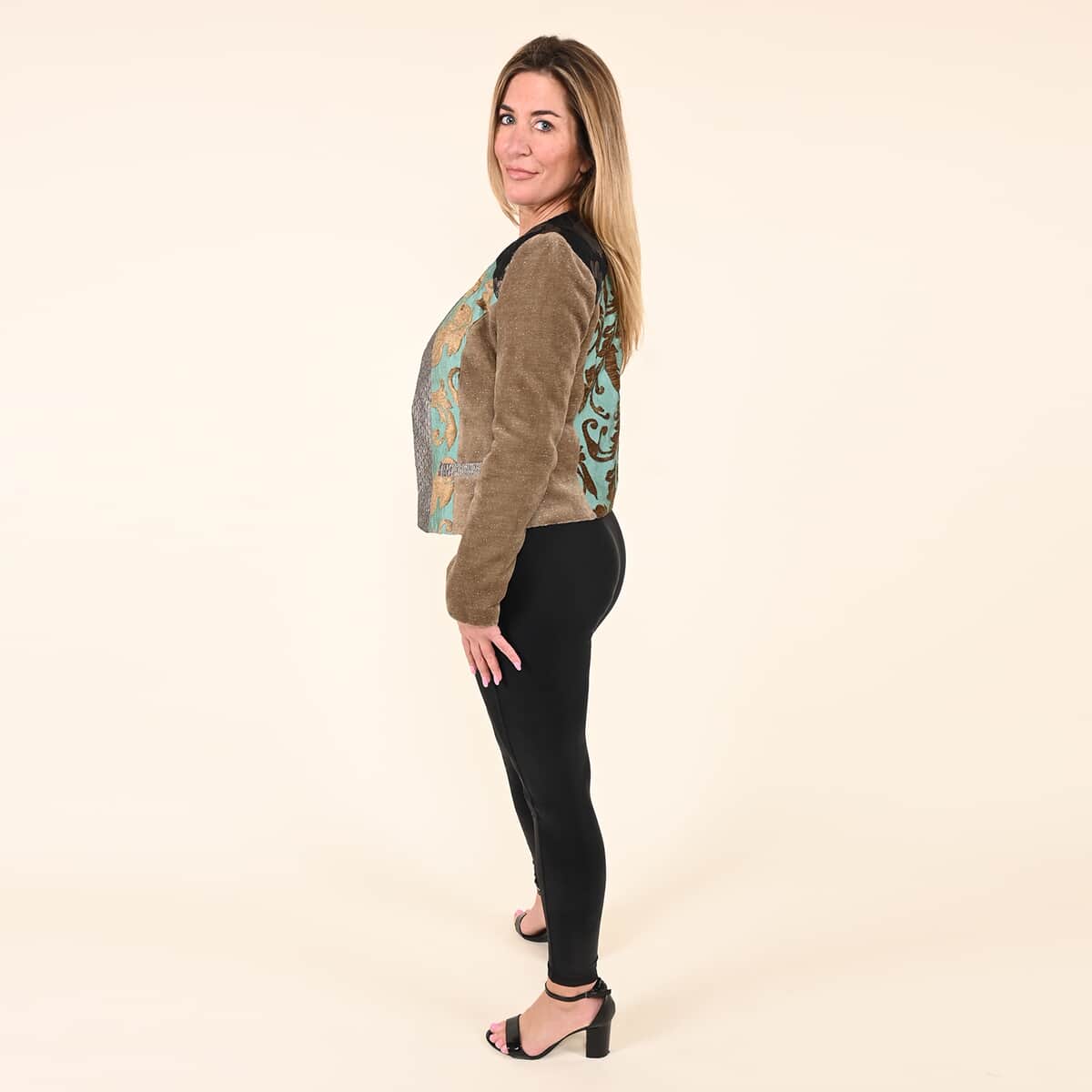 Tamsy Turquoise and Tan Baroque Jacket - XL image number 2
