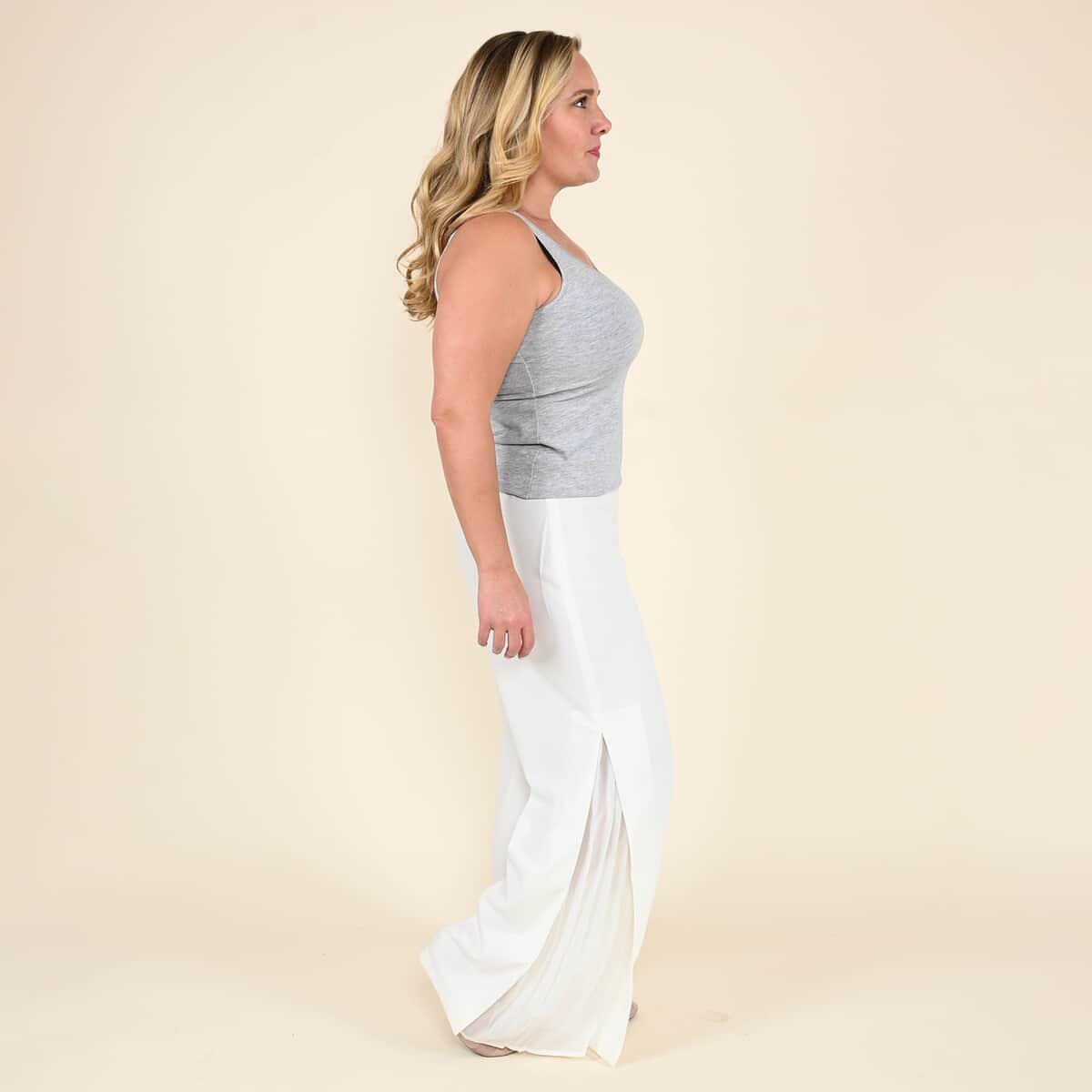 Tamsy White Wide Leg Pant with Side Pleats - Medium image number 2