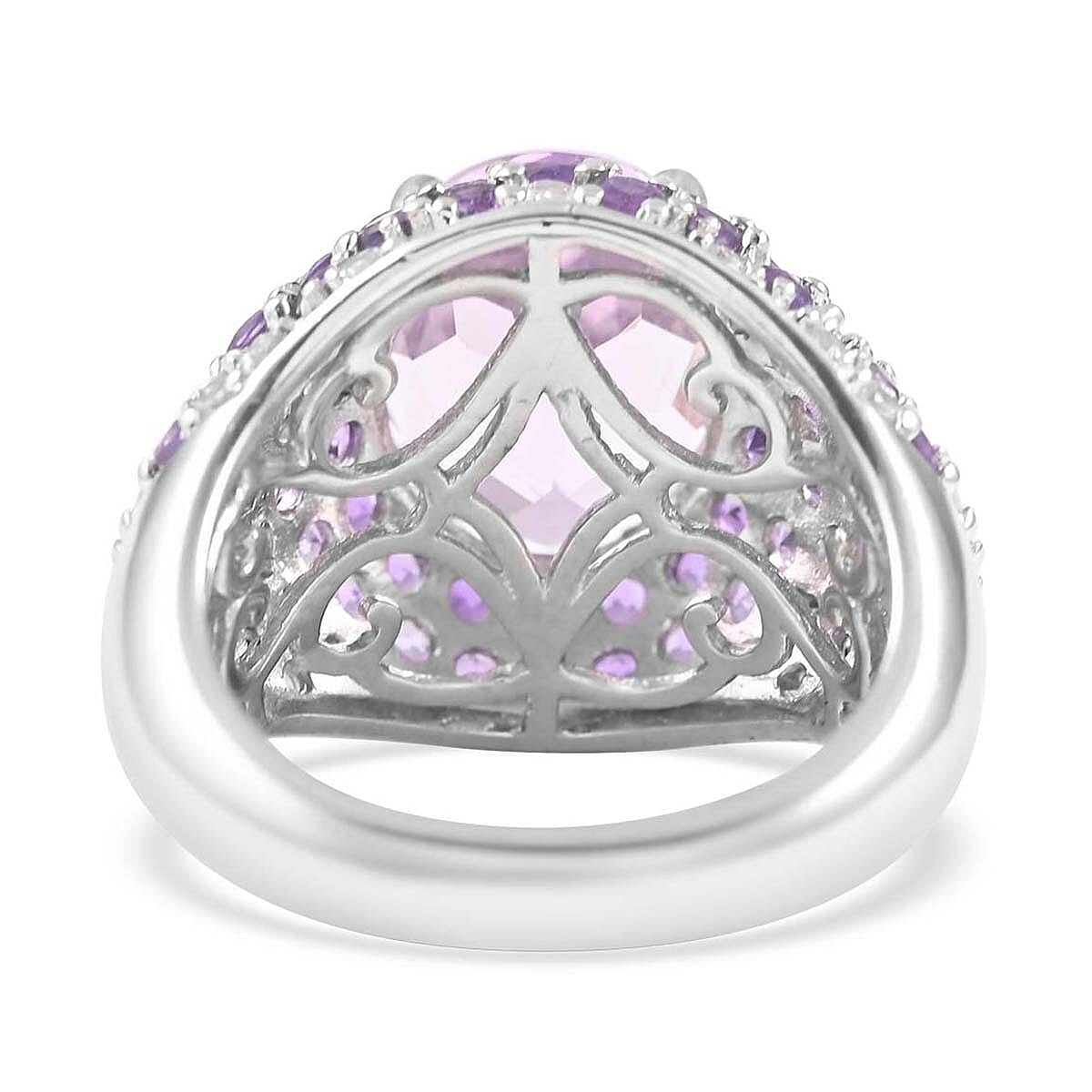 Kunzite and Multi Gemstone Ring in Platinum Over Sterling Silver (Size 6.0) 9.50 ctw image number 4