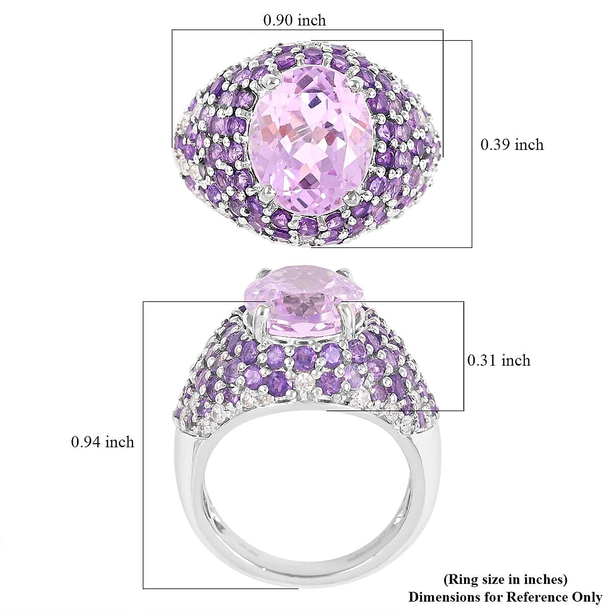 Kunzite and Multi Gemstone Ring in Platinum Over Sterling Silver (Size 6.0) 9.50 ctw image number 5