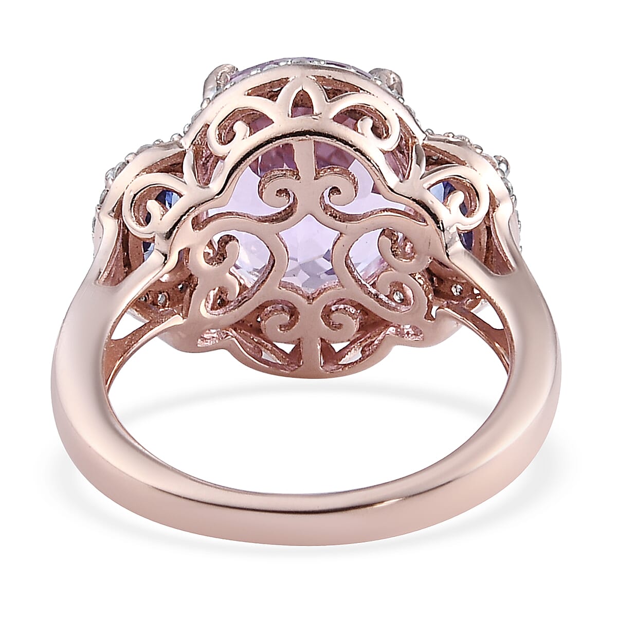 Kunzite, Multi Gemstone Ring in 14K Rose Gold Over Sterling Silver (Size 7.0) 8.00 ctw