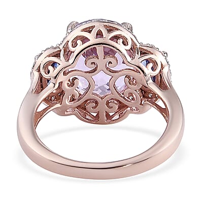 Kunzite, Multi Gemstone Ring in 14K Rose Gold Over Sterling Silver (Size 7.0) 8.00 ctw