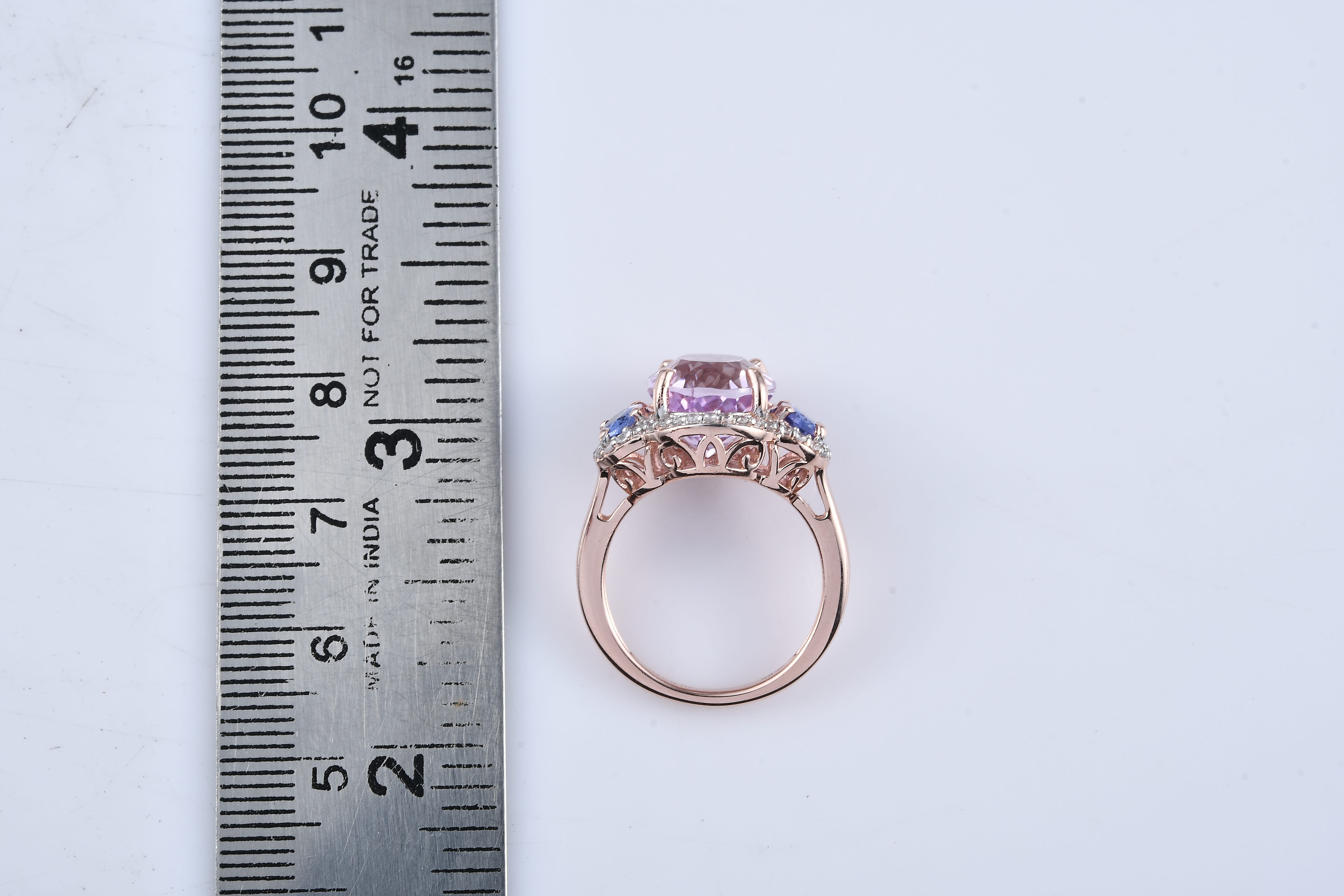 Kunzite, Multi Gemstone Ring in 14K Rose Gold Over Sterling Silver (Size 7.0) 8.00 ctw