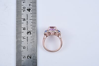 Kunzite, Multi Gemstone Ring in 14K Rose Gold Over Sterling Silver (Size 7.0) 8.00 ctw