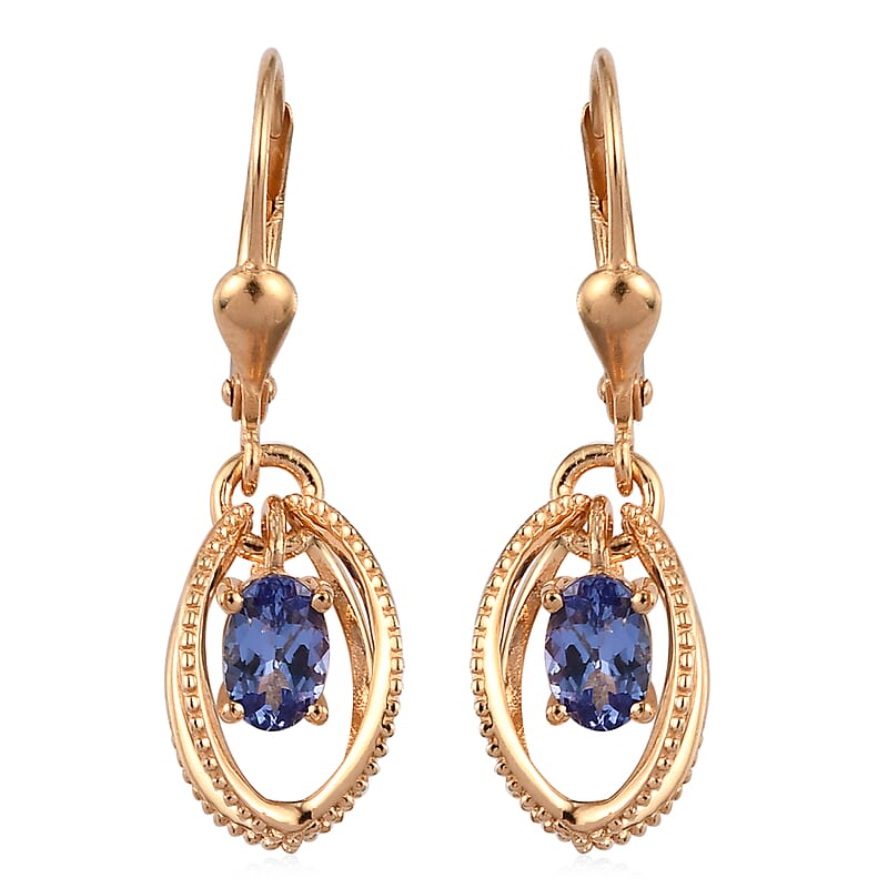 Tanzanite Fancy Earrings in Vermeil Yellow Gold Over Sterling Silver 0.90 ctw