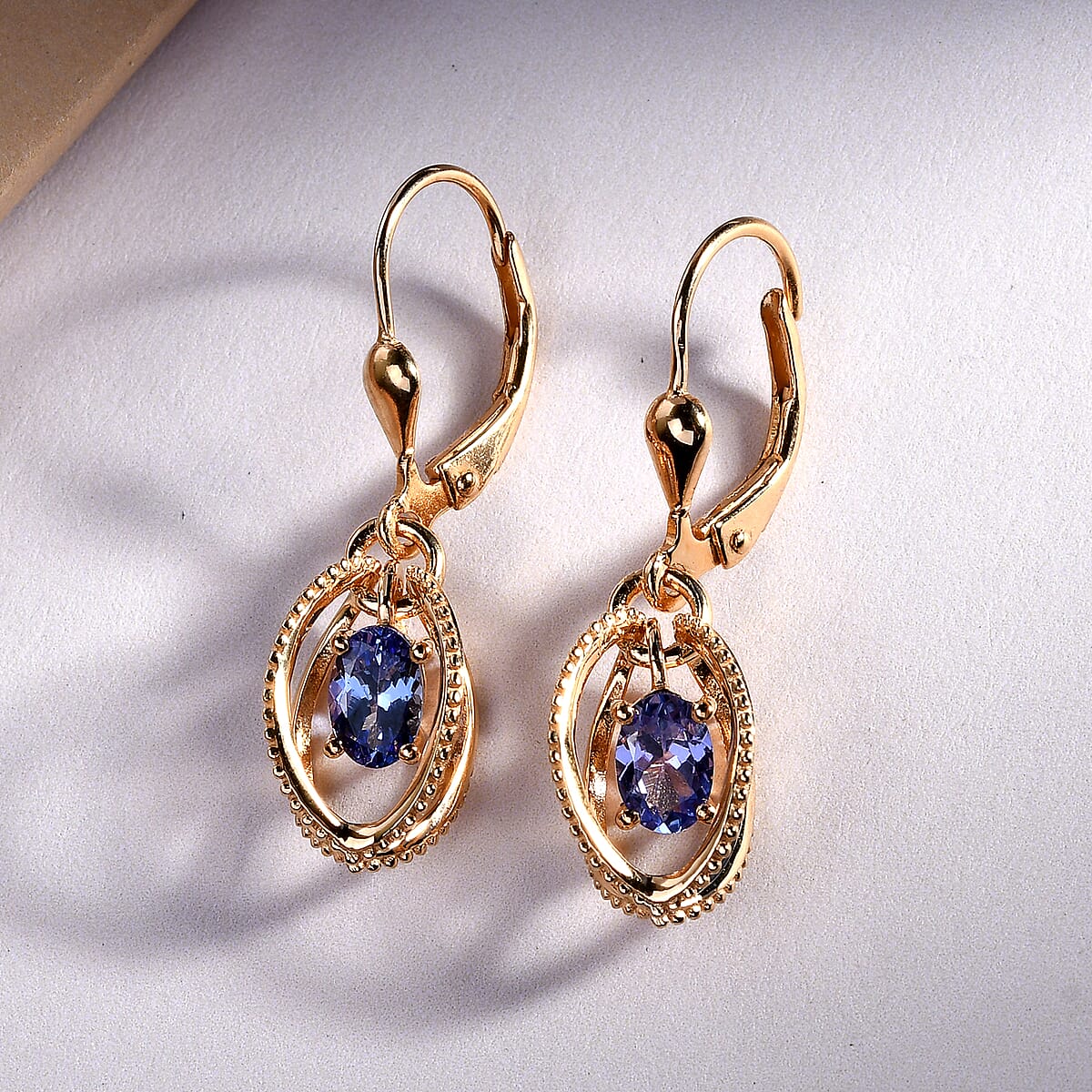 Tanzanite Fancy Earrings in Vermeil Yellow Gold Over Sterling Silver 0.90 ctw image number 1