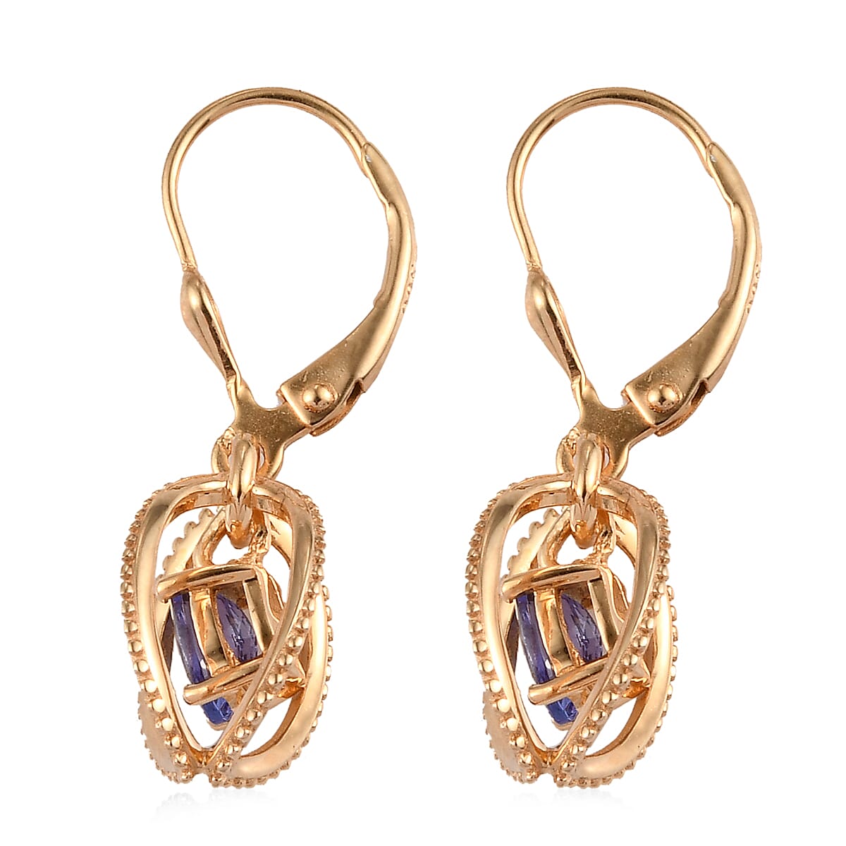 Tanzanite Fancy Earrings in Vermeil Yellow Gold Over Sterling Silver 0.90 ctw image number 3