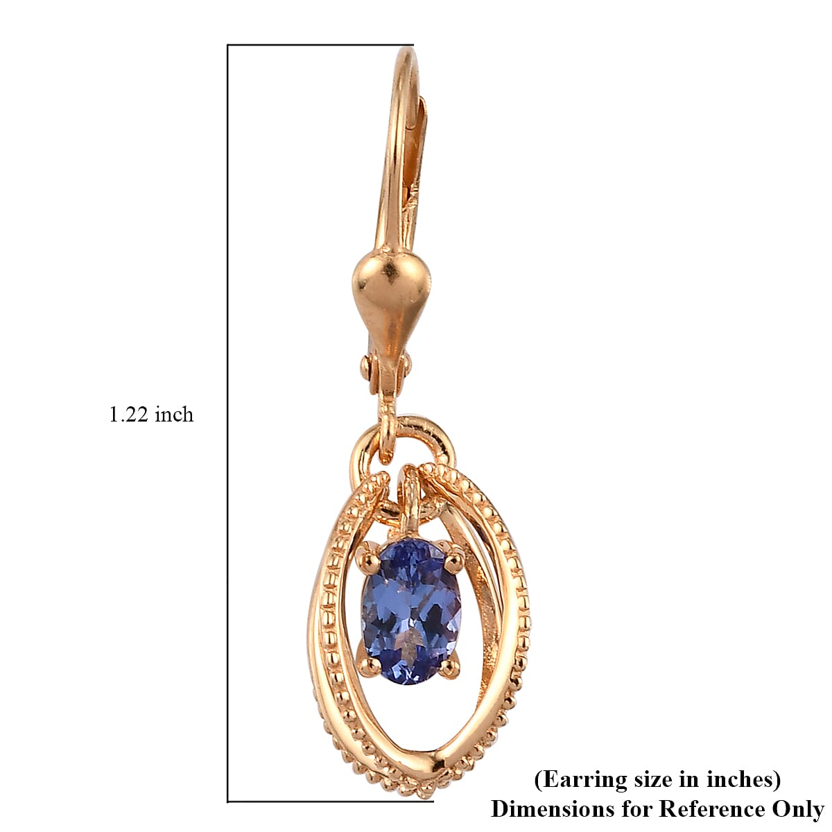 Tanzanite Fancy Earrings in Vermeil Yellow Gold Over Sterling Silver 0.90 ctw