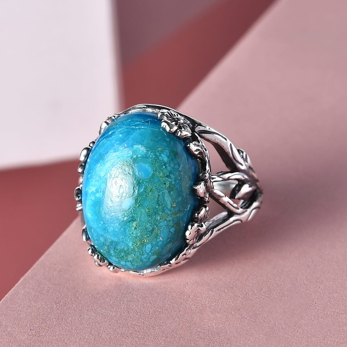 Artisan Crafted Peruvian Opalina Solitaire Ring in Sterling Silver (Size 7.0) 9.90 ctw image number 1