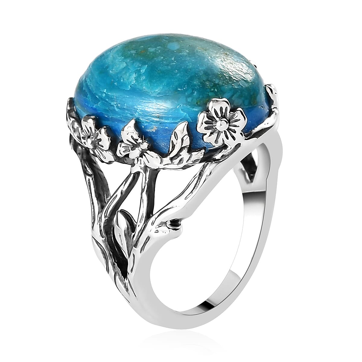 Artisan Crafted Peruvian Opalina Solitaire Ring in Sterling Silver (Size 8.0) 9.90 ctw image number 3