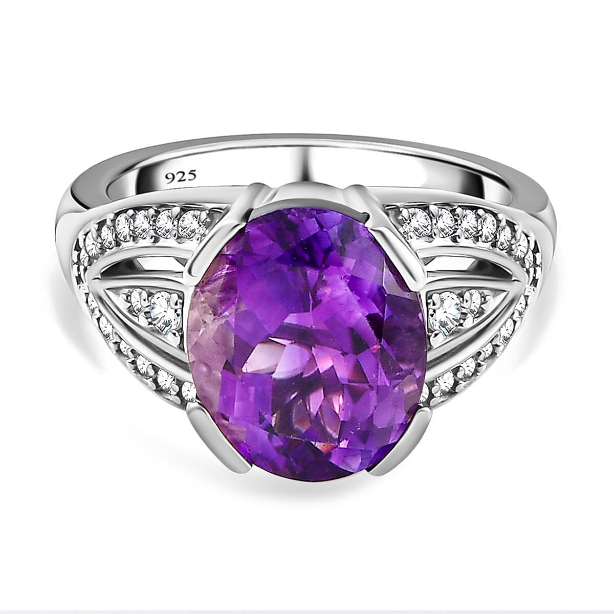 Moroccan Amethyst and Multi Gemstone 5.00 ctw Ring in Platinum Over Sterling Silver (Size 11.5)