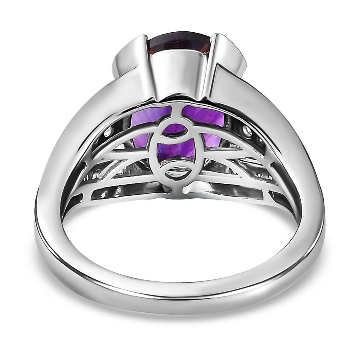 Moroccan Amethyst and Multi Gemstone 5.00 ctw Ring in Platinum Over Sterling Silver (Size 11.5)