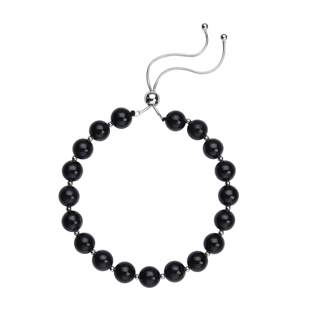 Black Jade (D) Beaded Bolo Bracelet in Rhodium Over Sterling Silver 79.00 ctw image number 0