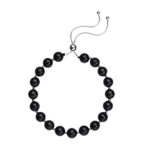 Black Jade (D) Beaded Bolo Bracelet in Rhodium Over Sterling Silver 79.00 ctw