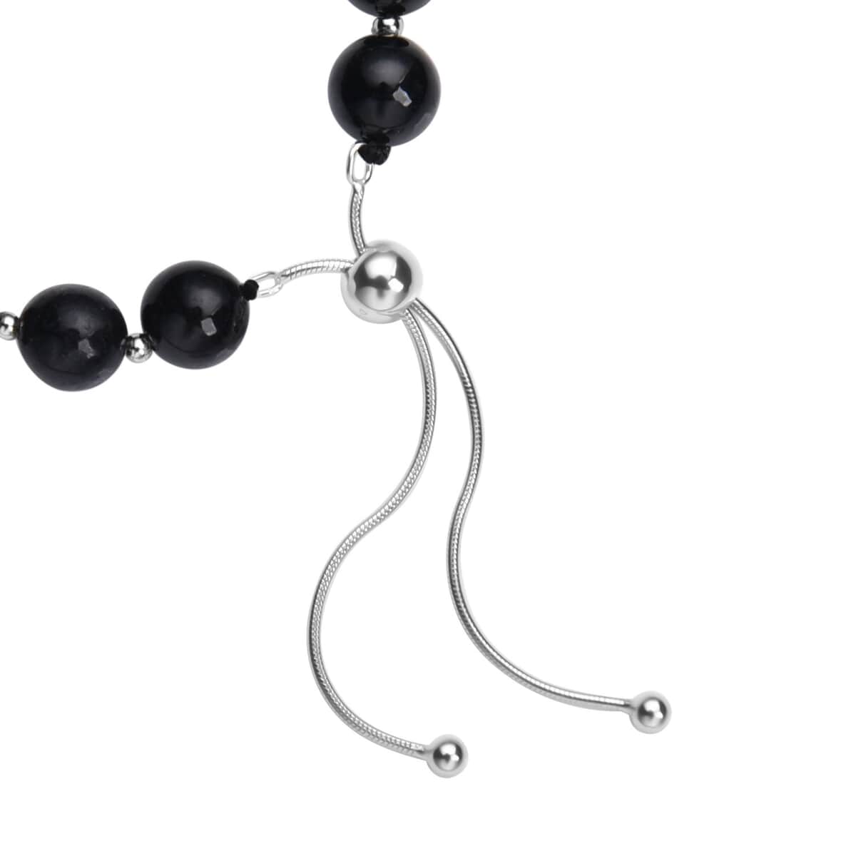 Black Jade (D) Beaded Bolo Bracelet in Rhodium Over Sterling Silver 79.00 ctw image number 5