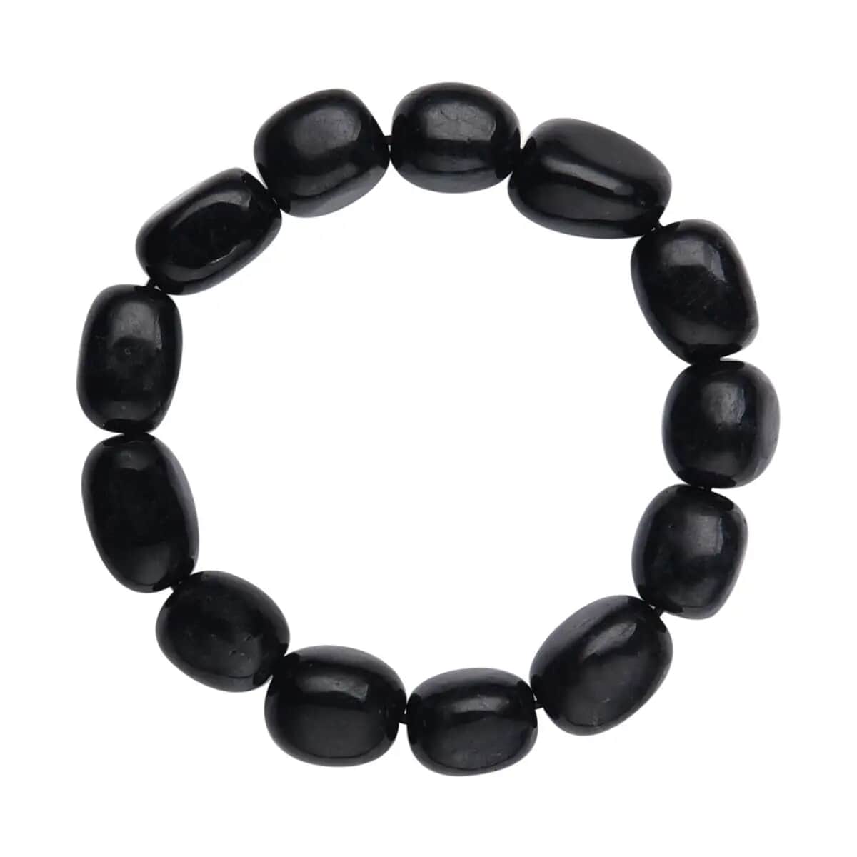 Black Jade (D) Bracelet, Jade Beads Bracelet, Stretch Bracelet 342.50 ctw image number 0