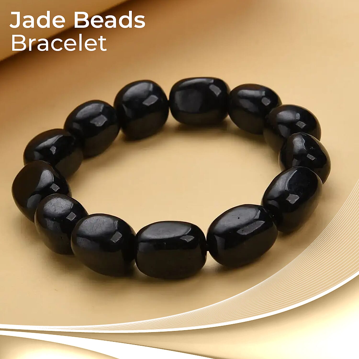 Buy Black Jade (D) 342.50 ctw Bracelet, Jade Beads Bracelet