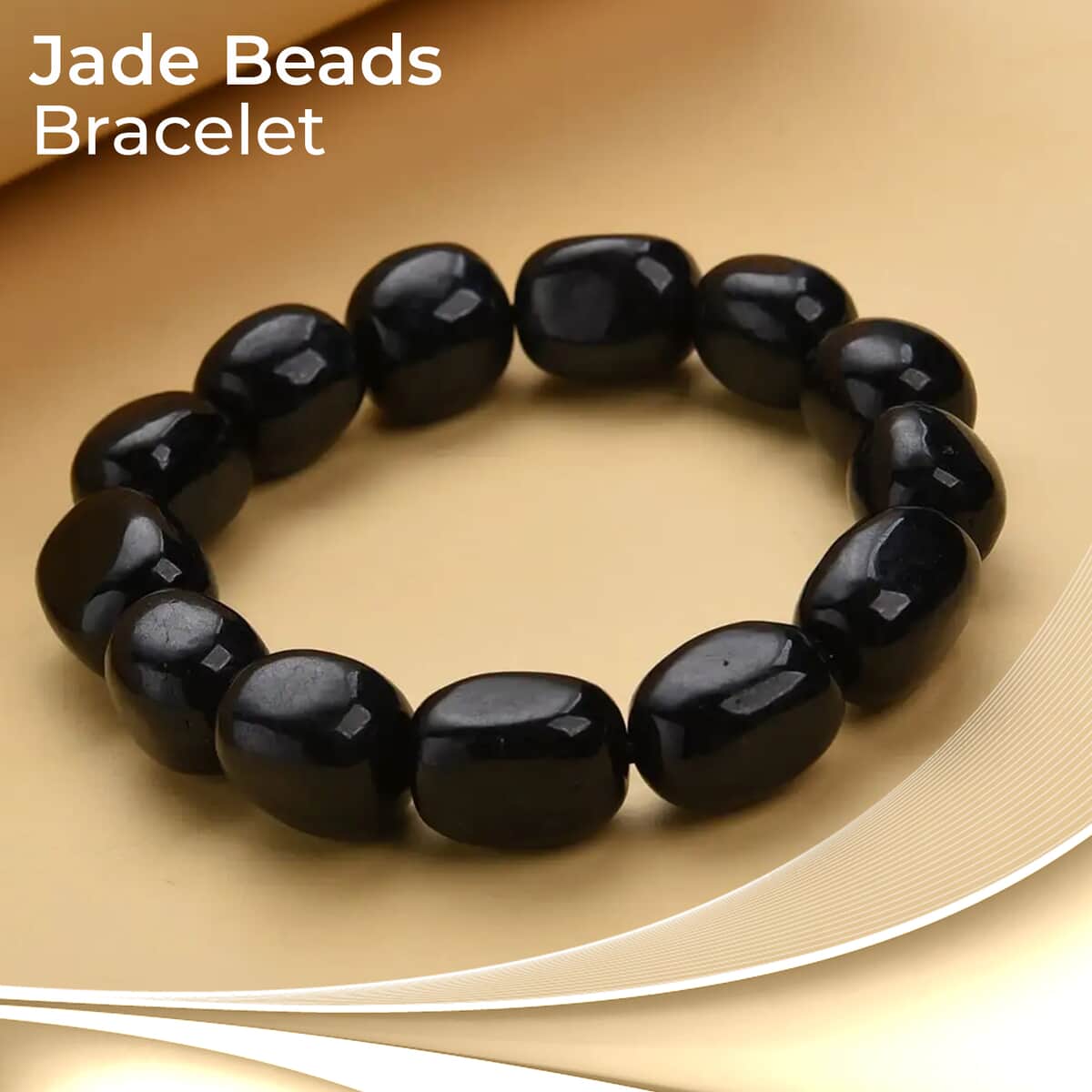 Black Jade (D) Bracelet, Jade Beads Bracelet, Stretch Bracelet 342.50 ctw image number 1