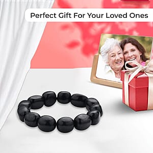 Black Jade (D) 342.50 ctw Bracelet, Jade Beads Bracelet, Stretch Bracelet