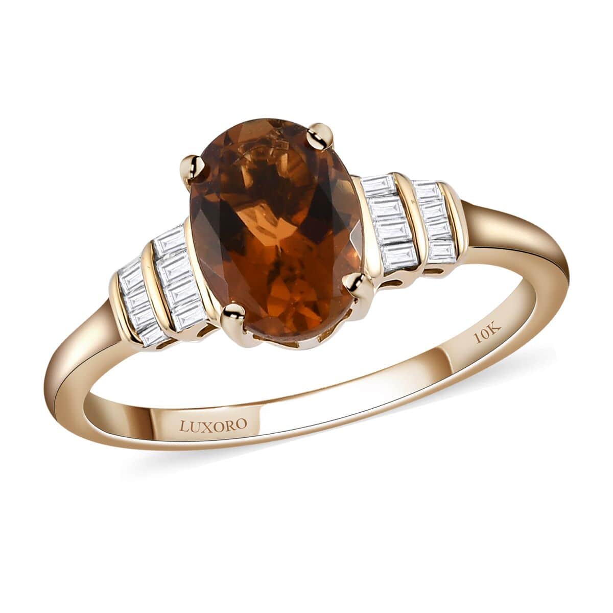 LUXORO 10K Yellow Gold AAA Golden Tourmaline and Diamond Ring (Size 10.0) 1.30 ctw image number 0