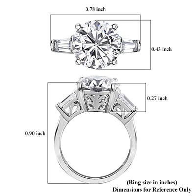 D'Joy Moissanite Heart & Arrow Cut Ring in Rhodium Over Sterling Silver 3.90 ctw (Size 10.0)