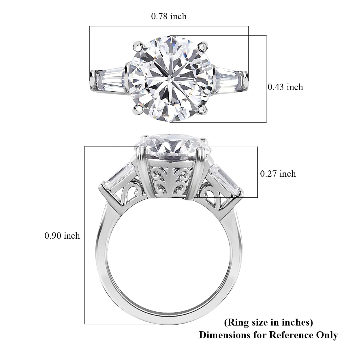 D'Joy Moissanite Heart & Arrow Cut Ring in Rhodium Over Sterling Silver 3.90 ctw (Size 5.0) image number 6
