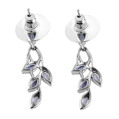 Tanzanite Leaf Earrings in Platinum Over Sterling Silver 1.60 ctw
