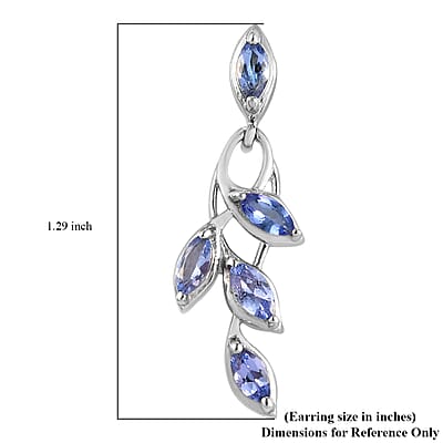 Tanzanite Leaf Earrings in Platinum Over Sterling Silver 1.60 ctw