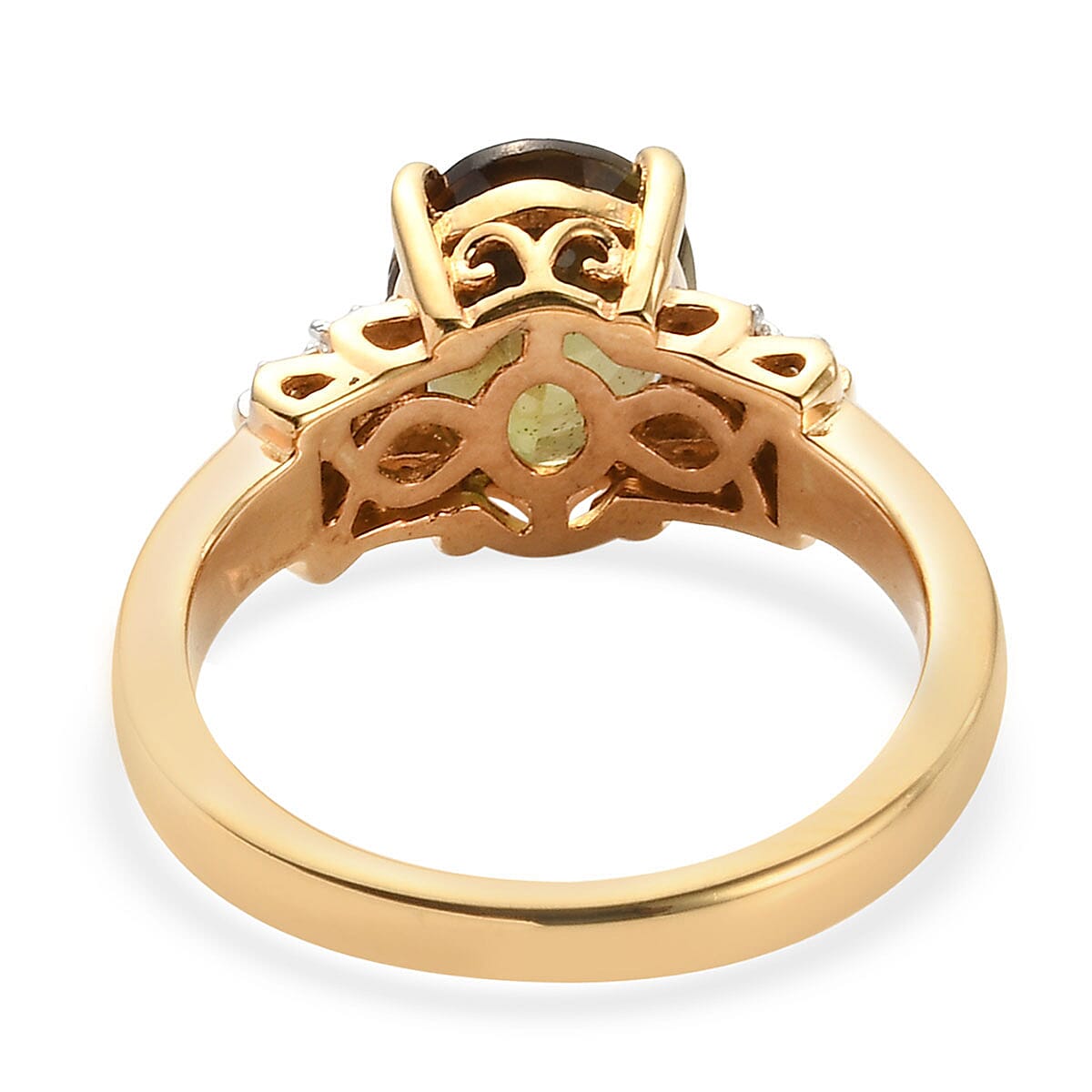 Jenipapo Andalusite and Diamond Ring in Vermeil Yellow Gold Over Sterling Silver 2.10 ctw image number 4