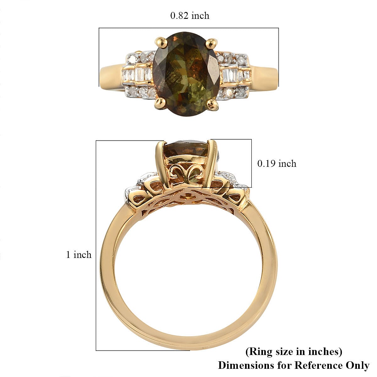 Jenipapo Andalusite and Diamond Ring in Vermeil Yellow Gold Over Sterling Silver 2.10 ctw image number 5