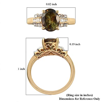 Jenipapo Andalusite and Diamond Ring in Vermeil Yellow Gold Over Sterling Silver (Size 10.0) 2.10 ctw