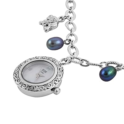 Eon 1962 Swiss Movement Mother Of Pearl and Freshwater Pearl Bracelet Watch in Sterling Silver (6.50-8.00In) (22 mm Case)
